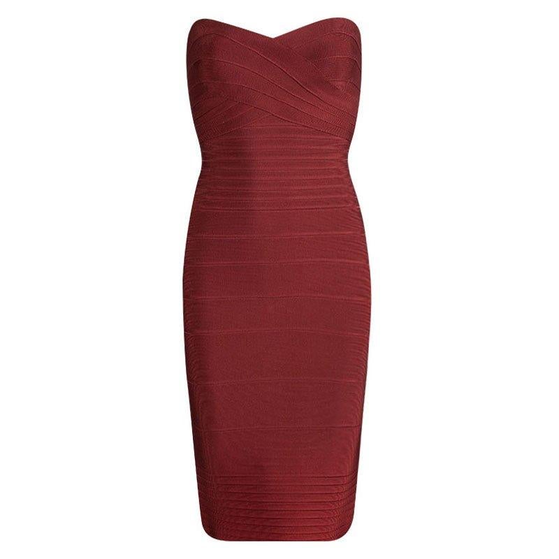 Red Strapless Bandage Dress